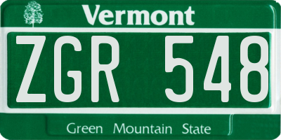 VT license plate ZGR548