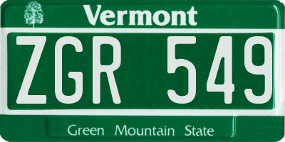 VT license plate ZGR549