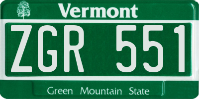 VT license plate ZGR551
