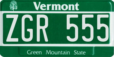 VT license plate ZGR555