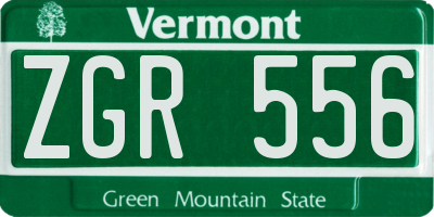 VT license plate ZGR556