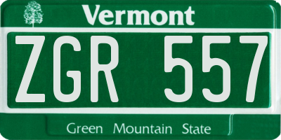 VT license plate ZGR557