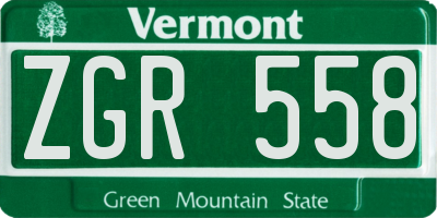 VT license plate ZGR558