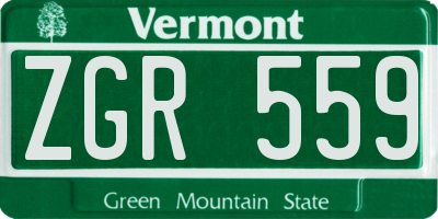 VT license plate ZGR559