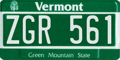 VT license plate ZGR561