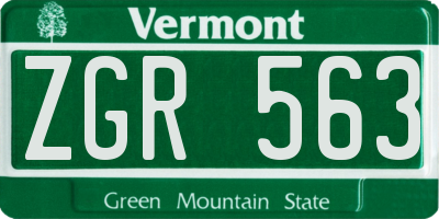 VT license plate ZGR563