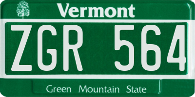 VT license plate ZGR564