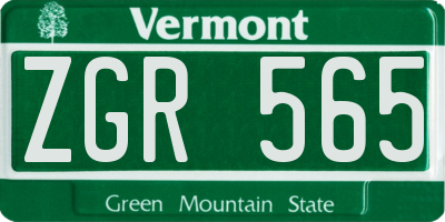 VT license plate ZGR565