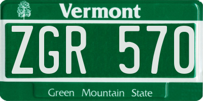 VT license plate ZGR570