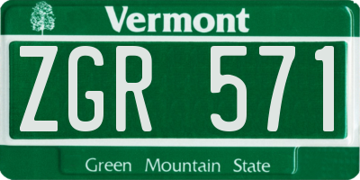 VT license plate ZGR571