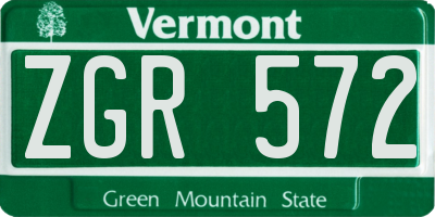 VT license plate ZGR572