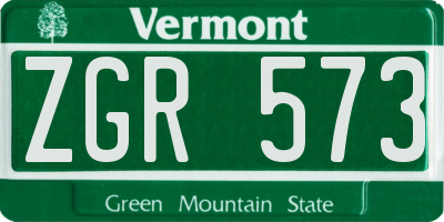 VT license plate ZGR573