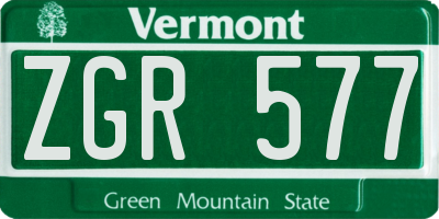 VT license plate ZGR577