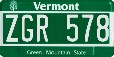 VT license plate ZGR578