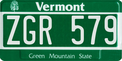 VT license plate ZGR579
