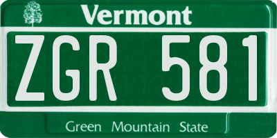 VT license plate ZGR581