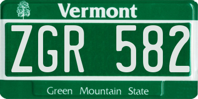 VT license plate ZGR582