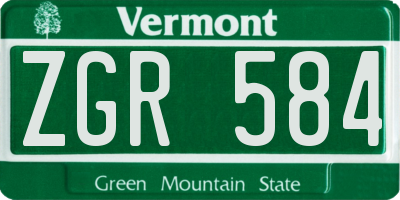 VT license plate ZGR584