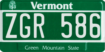 VT license plate ZGR586