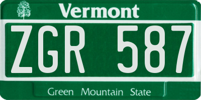 VT license plate ZGR587