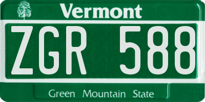 VT license plate ZGR588