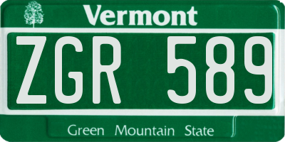 VT license plate ZGR589