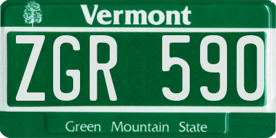 VT license plate ZGR590