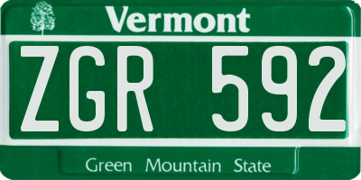 VT license plate ZGR592