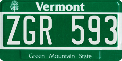 VT license plate ZGR593