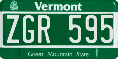VT license plate ZGR595