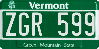 VT license plate ZGR599