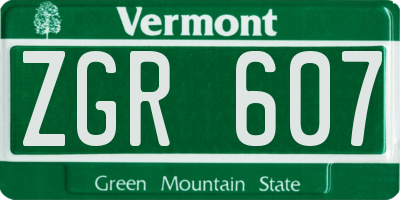 VT license plate ZGR607