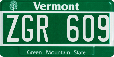 VT license plate ZGR609