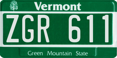 VT license plate ZGR611