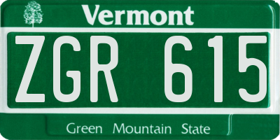 VT license plate ZGR615