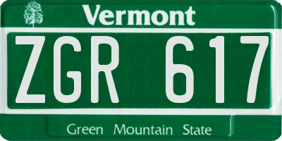 VT license plate ZGR617