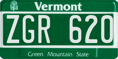 VT license plate ZGR620