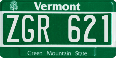 VT license plate ZGR621