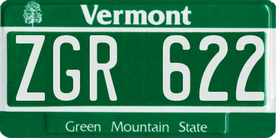 VT license plate ZGR622