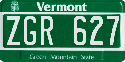 VT license plate ZGR627