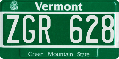 VT license plate ZGR628