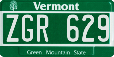VT license plate ZGR629