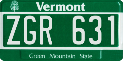 VT license plate ZGR631