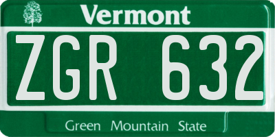 VT license plate ZGR632
