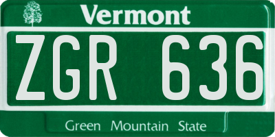 VT license plate ZGR636