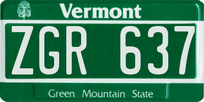 VT license plate ZGR637