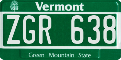 VT license plate ZGR638