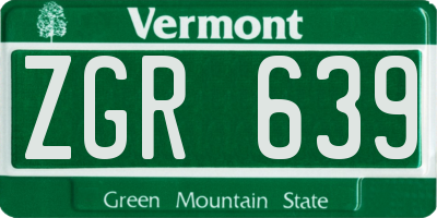 VT license plate ZGR639