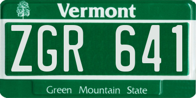 VT license plate ZGR641