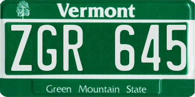 VT license plate ZGR645